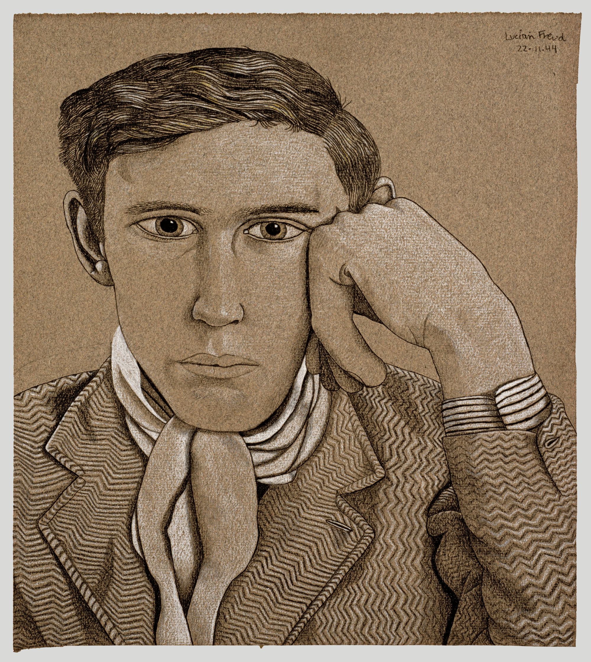 ‘Portrait of a Young Man’ (1942), Lucian Freud, Black crayon and chalk on paper